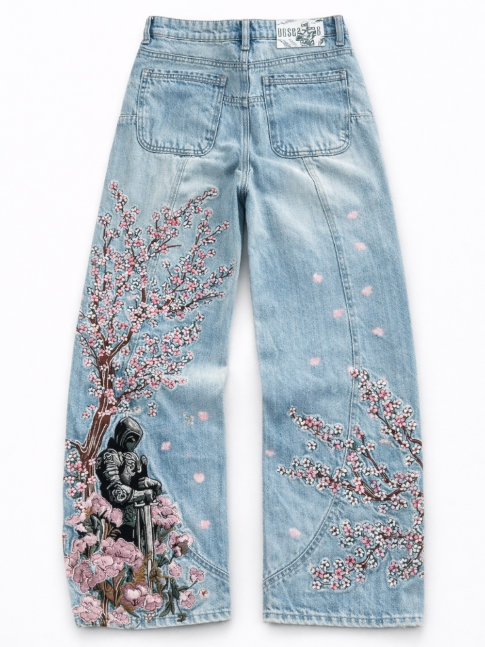 Sakura Chaos Y2K Cherry Blossom Baggy Jeans Size M